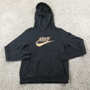 Nike Hoodie Womens XS Black Swoosh Cowl Funnel Neck Pullover Sweater Sweatshirt